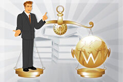 Los abogados deberían ser un servicio preventivo para empresas y ciudadanos Dibujo de un abogado, balanza de justicia y libros