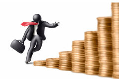 ¿Qué precio pagamos los abogados por la pérdida de un cliente? Varios montones de monedas y un abogado con maletín corrienda