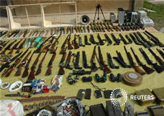 Armas encontradas por las fuerzas de seguridad en la ciudad de Homs