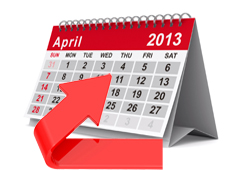 Calendario abril 2013 y una flecha ascendente