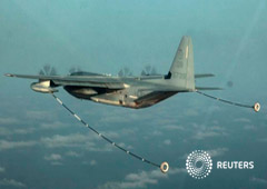 Un avión Hércules KC-130 Hercules, modelo igual al accidentado en Misisipi, el 14 de marzo de 2013