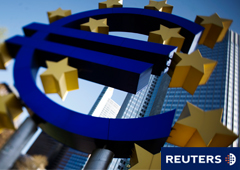 Fachada del Banco Central Europeo y el signo del Euro