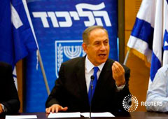 El primer ministro israelí, Benjamin Netanyahu, en una reunión del partido Likud en el Knesset, el Parlamento israelí, en Jerusalén, el 2 de enero de 2017