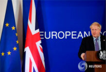 «Reino Unido prosperará»: Johnson fija duras condiciones para las negociaciones con la UE El primer ministro británico, Boris Johnson, durante una conferencia de prensa en la cumbre de líderes de la Unión Europea en Bruselas, el 17 de octubre de 2019.