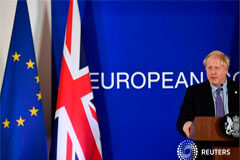 «Reino Unido prosperará»: Johnson fija duras condiciones para las negociaciones con la UE El primer ministro británico, Boris Johnson, durante una conferencia de prensa en la cumbre de líderes de la Unión Europea en Bruselas, el 17 de octubre de 2019.