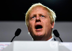 El primer ministro de Reino Unido, Boris Johnson, durante una rueda de prensa al final de la cumbre del G7 en Biarritz, Francia, el 26 de agosto de 2019.