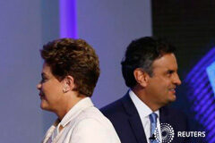 Rousseff y Neves se enfrentarán en segunda vuelta de elección presidencial de Brasil Los candidatos a la presidencia de Brasil, Aécio Neves y Dilma Rousseff, durante una debate televisivo en Rio de Janeiro, 2 oct, 2014