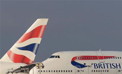 aviones de British Airways en el Aeropuerto de Heathrow, en Londres, el 14 de diciembre de 2009.