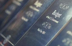 La Casa Blanca ve la economía de EEUU viento en popa hasta 2016 Imagen de unas copias del presupuesto previsto por la administración Obama para 2011 preparadas para ser distribuidas en el Senate en Capitol Hill, Washington, el 1 de febrero.