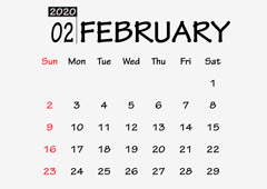 Calendario febrero 2020