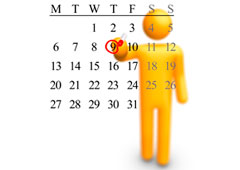 Dibujo de un calendario y un muñeco indicando un día
