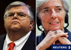 Imagen de archivo de Lagarde (izq.) y del presidente del Banco de México, Aguustín Carstens