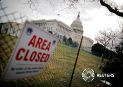 El Capitolio en Washington, cerrado por tercer días por falta de financiamiento. 22 de enero de 2018