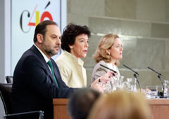 José Luis Ábalos, Isabel Celaá y Nadia Calviño