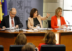 Cristóbal Montoro, Soraya Sáenz de Santamaría y Fátima Báñez