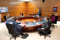 Un RD-ley refuerza las medidas de protección a las víctimas de violencia machista durante la crisis sanitaria El presidente del Gobierno, Pedro Sánchez, durante la reunión del Consejo de Ministros celebrada en La Moncloa