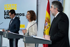 Luz verde a las medidas para apoyar al sector cultural Salvador Illa, Mª Jesús Montero y José Manuel Rodríguez Uribes