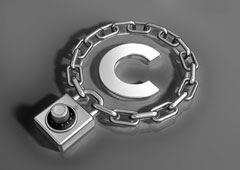 La letra c dentro de una cadena con candado.