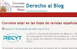 Derecho complutense apuesta por el blog universitario Pantallazo de "Derecho al Blog"