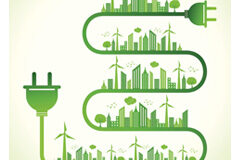 El certificado de eficiencia energética de una vivienda y la reducción del IBI Concepto de la ecología con enchufe eléctrico - salvar la naturaleza