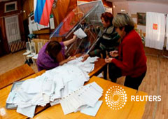 El recuento en una mesa electoral en Ust-Mana, Rusia, el 18 de septiembre de 2016