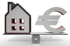 El pacto de permanencia en la empresa en España Un dibujo de una fábrica en equilibro son un símbolo de euro