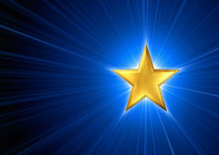 Una estrella dorada sobre fondo azul.