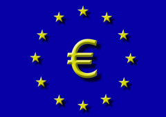 Símbolo del euro rodeado de estrellas