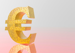 Símbolo de euro dorado