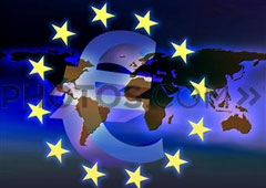 Símbolo del euro y estrellas