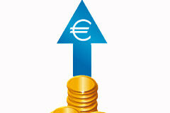 ¿Sanciones formales o exceso de recaudación? Flecha azul con símbolo del euro y monedas