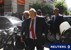 Venizelos llega al ex ministerio de Economía en Atenas el 4 de octubre de 2011.