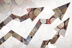 Sigue la lucha contra la liquidación de la plusvalía Flechas ascendentes y monedas