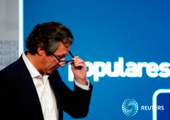 Carlos Floriano, portavoz del PP, tras comentar el resultado electoral en la sede del partido en Madrid, el 24 de mayo de 2015