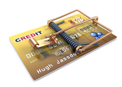 Una tarjeta de crédito con un cepo