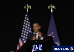 Obama durante un discurso en Nueva York, el 29 de marzo de 2011.