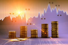 Una planificación fiscal eficiente, una internacionalización exitosa Un gráfico y varios montones de monedas