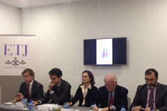 Los magistrados Eloy Velasco y Enrique López intervendrán en Pamplona en la jornada ‘Responsabilidad penal de la persona jurídica’ De izq a derecha: Leandro Martínez, autor del libro y magistrado del Juzgado nº5 de Móstoles, Pablo Ruz magistrado del Juzgado nº4 de Móstoles, Purificación Pujol, autora del libro, exjueza y directora académica de ETJ, Javier Moscoso del Prado preside