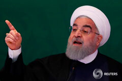 Irán, listo para conversar con EEUU si se levantan las sanciones El presidente de Irán, Hassan Rouhani, habla durante una reunión con líderes musulmanes en Hyderabad, India, Febrero 15, 2018