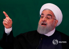 El presidente de Irán, Hassan Rouhani, habla durante una reunión con líderes musulmanes en Hyderabad, India, Febrero 15, 2018