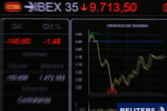 La Bolsa española retrocede un 1% con la atención en Irlanda Pantallazo del ibex con números rojos