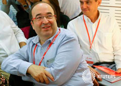 El líder de los socialistas catalanes, Miquel Iceta, antes de la reunión del comité federal del PSOE en la sede del partido en Madrid, el 23 de octubre de 2016