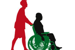 El Tribunal Supremo interpreta el concepto de gran invalidez y aumenta la indemnización a una joven parapléjica Dibujo de una persona empujando a otra con silla de ruedas