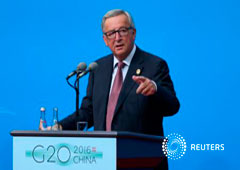 Juncker durante una rueda de prensa tras la cumbre del G20 en Hangzhou, China, el 4 de septiembre de 2016