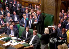 El presidente de la Cámara de los Comunes, John Bercow, habla en el Parlamento en Londres, Gran Bretaña, Abril 3, 2019,en esta imagen tomada de video