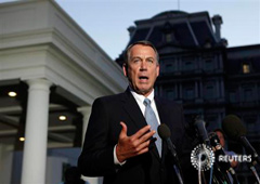 Líder de la mayoría republicana en la Cámara de Representantes, John Boehner, hablando con la prensa tras la reunión celebrada el 2 de octuibre en Washington