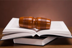 Reflexiones sobre el mercado de los servicios jurídicos Un libro con un mazo encima