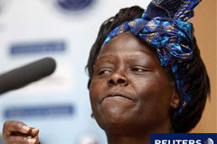Fallece la keniana Maathai, premio Nobel de la Paz Wangari Maathai en un congreso en Kampala, Uganda, el 15 de marzo de 2010