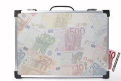 What happens in Vegas, stays in Vegas Una maleta donde se transparenta billetes de euros