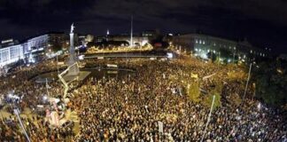 La prensa habla de seguimiento limitado, protestas y fracaso del 14-N Vista general de la manifestación en Madrid el 14 de noviembre de 2012.